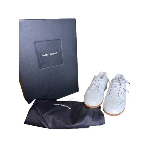 Saint Laurent NIB SL/61 Lace-Up Leather Sneakers in White Size 37.5 - Picture 2 of 16